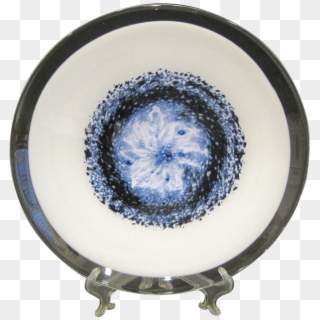 Vintage Murano Charger With Blue Swirl, Clear Rim - Blue And White Porcelain Clipart