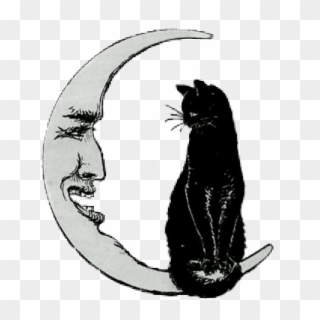 Halloween Png Vintage - Cat On The Moon Clipart