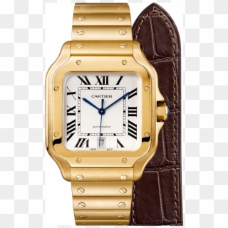 Cartier Santos De Cartier Wgsa0009 - Mens Gold Cartier Watch Clipart