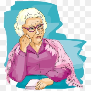 Old Clipart Sad - Sad Elderly Woman Illustration - Png Download