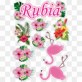 Hawaii Flower Clipart - Topo Para Bolo Flamingo Imprimir - Png Download