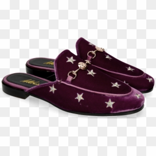 Mules Scarlett 10 Velluto Viola Embroidery Stars - Suede Clipart