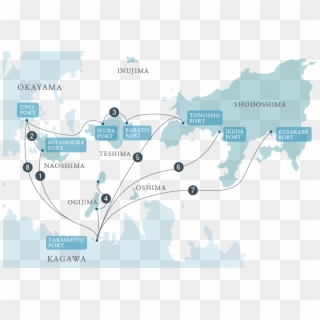 Ferry Routes To Honjima, Takamijima, Awashima And Ibujijima, - Atlas Clipart
