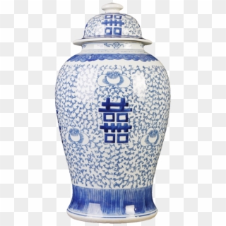 Chinese Hand Painted Ceramic Vase For Flowers - Blue And White Porcelain Clipart