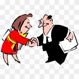 Vector Illustration Of Executives Shake Hands Before - Conflict Management Meaning Clipart