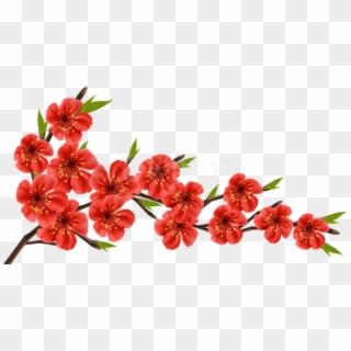 Free Png Red Spring Branch Png Images Transparent - Red Flowers Png Transparent Clipart