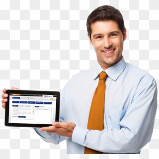 Tablet In Hand - Man With Tablet Png Clipart