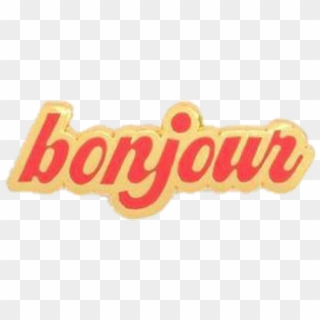 #bonjour #yellow #red #sticker #png - Label Clipart