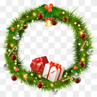 Clipart Navidad Png - Christmas Wreath Png Transparent