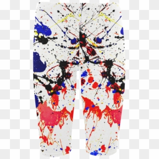 Blue & Red Paint Splatter Hestia Cropped Leggings - Pajamas Clipart