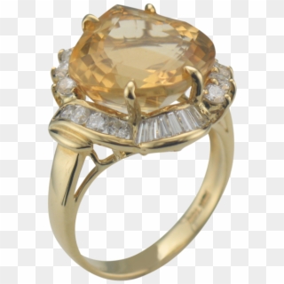 18k Yellow Gold Diamond & Golden Beryl Ring - Pre-engagement Ring Clipart