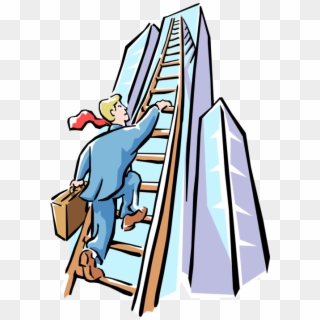 Vector Illustration Of Businessman Climbing Ladder - Success Clipart - Png Download