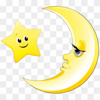 Download Transparent Cute Moon And Starpicture Clipart - Moon And Star Clipart - Png Download