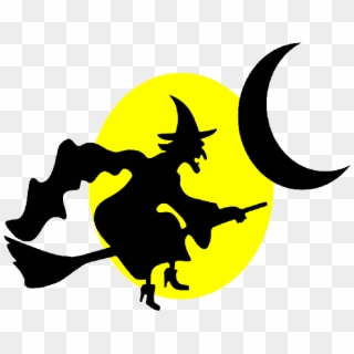 Halloween Moon Cartoon - Halloween Witch Silhouette Clipart