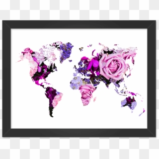 Quadro Mapa Mundi Rosa - World Map Clipart
