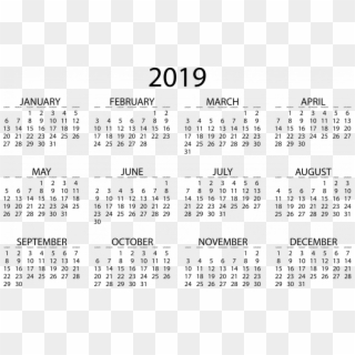 Calendar Template 2019 Png - Printable Small Calendar 2019 Clipart
