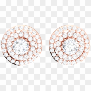 Round Natural Diamond 10k Gold Earrings For Women Double - Earrings Clipart