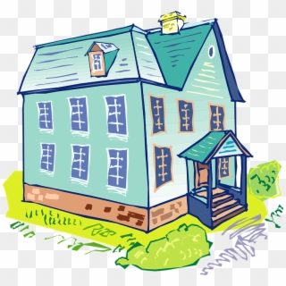 House Blue Cliparts - Blue House Cartoon - Png Download