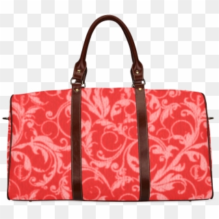 Vintage Swirls Coral Red Waterproof Travel Bag/small - Harry Potter Weekender Bag Clipart