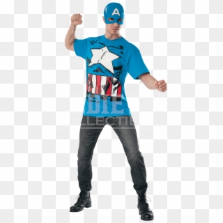 Adult Captain America Costume Top And Mask - Mask Clipart