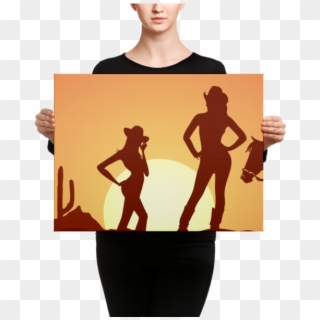 Cowgirl Silhouette Canvas - Silhouette Clipart