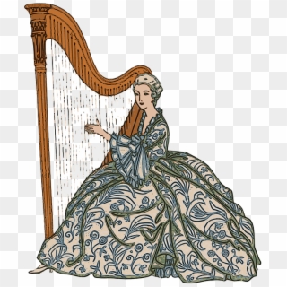 Lady Woman Vintage Female Girl Beauty People Old - Harp Playing Vintage Illustration Clipart