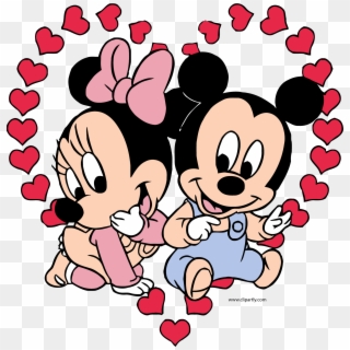 Baby Mickey And Minnie Mouse Heart Clipart Png - De Mickey Et Minnie Bébé Transparent Png