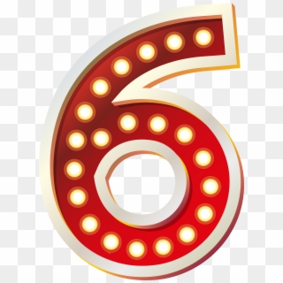 Red Number Six With Lights Png Clip Art Image - Six Clipart Png Transparent Png