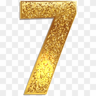 Number Seven Shining Png - Gold Glitter Numbers Png Clipart