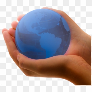 Blue Earth In Child's Hands - Globe In Hands Png Clipart