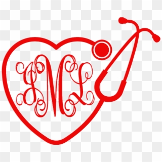 Monogrammed Heart Stethoscope Car Decal - Stethoscope Heart Svg Free Clipart