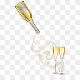 Verres Et Bouteille De Champagne - Bouteille De Champagne Mariage Clipart