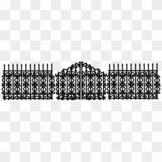 2400 X 589 4 - Iron Fence Gate Png Clipart