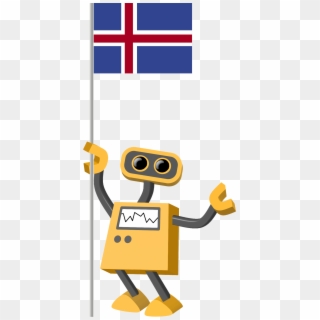 Flag Bot, Iceland - Robot Holding Flag Clipart