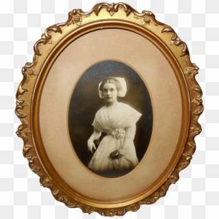 Vintage Photograph Of Lady Dressed In White In Oval - Circle Clipart