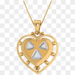 Graceful Geometric And Heart Shape Gold Pendant Gold - Locket Clipart