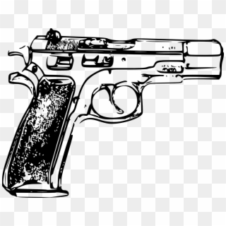 Clip Black And White Drawn Transparent Gun Free On - Gun Clipart - Png Download