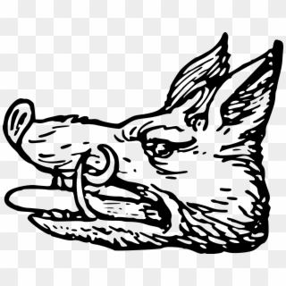 Boar's Head Couped - Heraldic Boar Clipart
