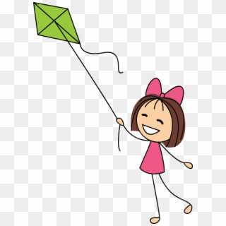Girl With Kite Clipart - Png Download