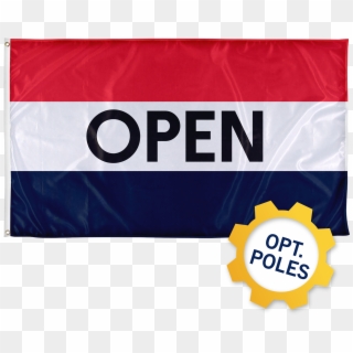 Open Flag W/ Optional Flagpole Clipart