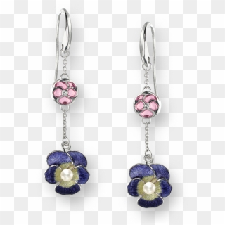 Nicole Barr Designs Sterling Silver Pansy Wire Earrings-purple - Earrings Clipart