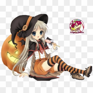 Halloween Anime Girl Render , Png Download - Anime Halloween Gif Transparent Clipart