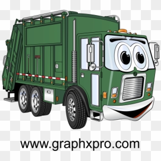 Green Garbage Truck Cartoon - Garbage Truck Clip Art Free - Png Download