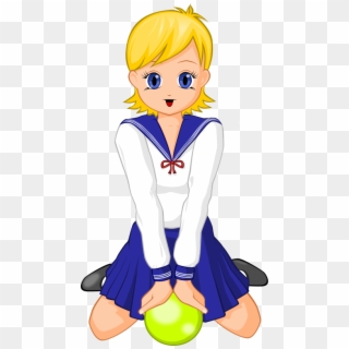 Gopher Anime Schoolgirl With Green Ball - Anime Schoolgirl Clipart