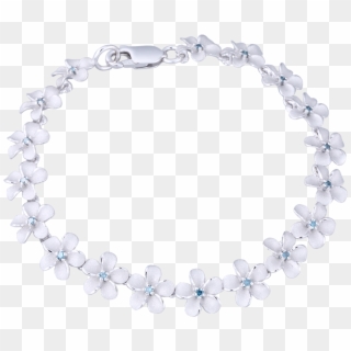 14k White Gold Plumeria Bracelet With 18 Blue Diamonds - Necklace Clipart