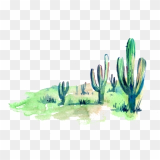 Picture - Watercolor Cactus Scenery Clipart