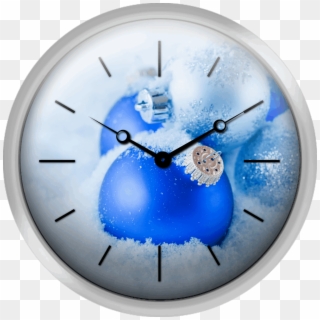 Studio Shot Of Blue And Silver Christmas Ornament On - Wall Clock Clipart