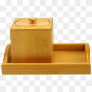 Solid Cherry Wood Ice Bucket With Matching Tray - Plywood Clipart