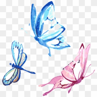 Feathers Clipart Butterfly - Watercolor Butterfly Transparent Background - Png Download
