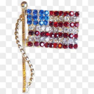 Signed Dodds American Flag Rhinestone Vintage Pin Brooch - Crystal Clipart